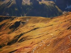 Paraglider flying over Jungfrau and Schilthorn Stock Footage