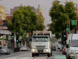 MS View of Traffic on Chapel street shopping precinct / Melbourne, Victoria, Australia Stock Footage