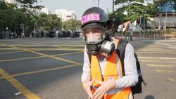 Stand off between Police and protesters in Hong Kong News Clip