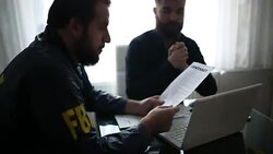 Fbi agent and businessman talking Stock Footage