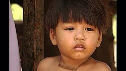 Cambodian village life and anti landmine signs News Clip