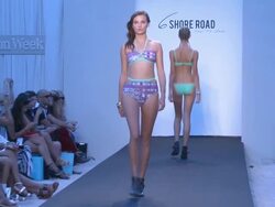 Models walk the runway during 6 Shore Road - Mercedes-Benz Fashion Week Swim 2014 Stock Footage