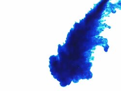 Blue ink falling into water against white background, Slow motion Stock Footage