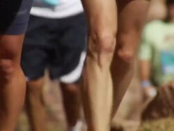 MS CU view of legs and thighs running race / Colorado Springs/ Pikes Peak, CO,USA Stock Footage