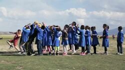 Kurdish school kids playing in in Eastern Anatolia. Stock Footage
