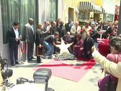 Chaka Khan (c), Stevie Wonder and Benny Medina at the Chaka Khan Receives Star On The Hollywood Walk Of Fame at Hollywood CA. (Footage by WireImage Video/GettyImages) Stock Footage