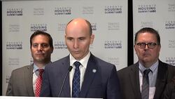 Toronto Affordable Housing Summit 2016:Jean-Yves Duclos Minister of Families, Children and Social Development Stock Footage