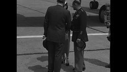 Dwight Eisenhower, Bernard Montgomery, and Matt Ridgway on Paris tarmac after Ridgway's 1952 arrival News Clip