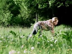 Girl picks flower Stock Footage