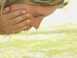 HD: Woman In The Creek Water Stock Footage