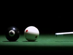 HD Super Slow-Mo: Pool Cue Shooting The Ball Stock Footage