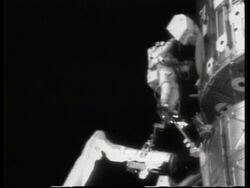 US: Nasa: Spacewalk Wrap: Jim Voss and Susan Helms activities News Clip