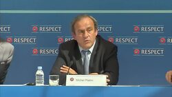 Michel Platini Speaks at UEFA Press Conference News Clip