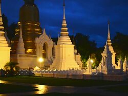 HD:Temple and gold pagoda at twilight time in chiang mai Thailand Stock Footage