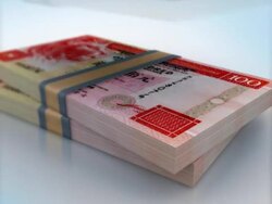 HONGKONG 100 DOLLAR BANK NOTES PACKS FALLING Stock Footage