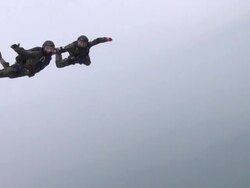 MS TS View of Parachuttue Jumping Training / South Korea Stock Footage