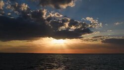 Cuba Hidden Beauty: Colorful Sunset in the South Sea of the Sancti Spiritus Province. View from a fishing boat operated by locals. Stock Footage
