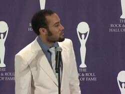 23rd Annual Rock and Roll Hall of Fame Induction Ceremony press room Stock Footage