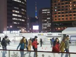 MS Shot of People skating at City hall plaza / Seoul, South Korea  Stock Footage