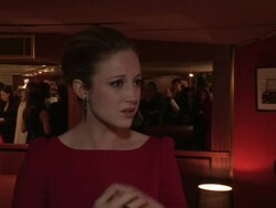 INTERVIEW: Andrea Riseborough on other crew members, her preparation for the role and alternate history films at the Resistance: UK Premiere at London England. (Footage by WireImage Video/Getty Images Entertainment Video) Stock Footage