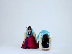 MS View of couple bowing / Seoul, Seoul, South Korea Stock Footage