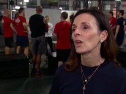 INTERVIEW - Carmen Nestares - Band-Aid Brand & Team Red, White And Blue Host CrossFit Event For Veteran Heroes With Tim & Elisabeth Hasselbeck Stock Footage