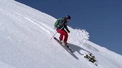 HD: Super Slo-Mo Shot of Young Free Ride Skier Stock Footage