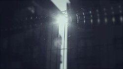 Fence, gate, grille, rays of the sun, apartments in the background Stock Footage