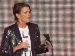SPEECH - Bridget Moynahan thanks sponsors at 2013 Global Citizen Festival in Central Park To End Extreme Poverty Stock Footage