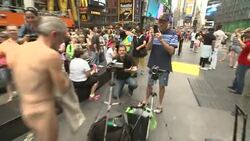 San Francisco Board of Supervisors candidate George Davis stripped naked in Times Square to speak out against a 2013 San Francisco public nudity ban introduced by his opponent. (Aug. 6) News Clip