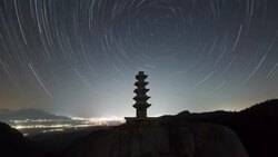 View of stone pagoda(Korea Treasure) in Mt. Nam in Gyeongju Stock Footage