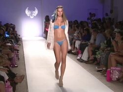 Models walk the runway during the Have Faith swimwear 2012 show Stock Footage