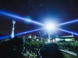 WS T/L ZO Shining lighthouse at ulleungdo island / Ulleung, Gyeongsangbukdo, South Korea Stock Footage