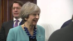 Theresa May greeting EU leaders at summit News Clip