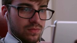 Headphones and digital tablet. Stock Footage