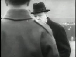 British Prime Minister Winston Churchill inspects troops during World War II. Stock Footage