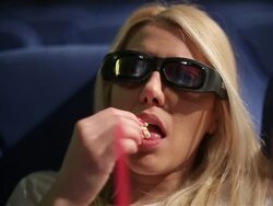 young woman in cinema Stock Footage