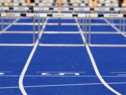HD Sprint Hurdle Race for Women Stock Footage