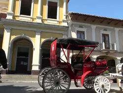 Pan of Car In front of the Cathedral Stock Footage