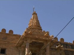 Pull Back Shot Jain Temple Jaisalmer Fort Rajasthan India Stock Footage