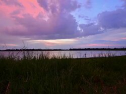 Sunset at lake in Timelapse, Dolly shot Stock Footage