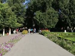 Vagharshapat, Echmiadzin cathedral, view of the gardens Stock Footage
