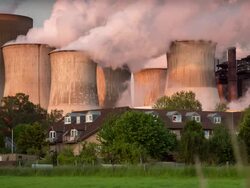 CRANE UP: Living next to the Power Station Stock Footage