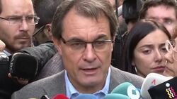 Head of regional government, Artur Mas casts ballot, speaks to media News Clip