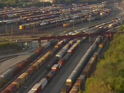 WS AERIAL View of Norfolk Southern railyard / Chattanooga, Tennessee, United States Stock Footage