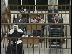 Anfal trial resumes, shows seat once occupied by Saddam ADDS charges dropped News Clip
