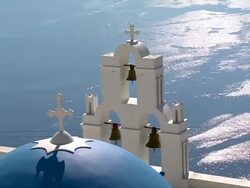 MS Shot of church in Firostefani / Santorini, Cyclades, Greece Stock Footage