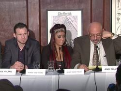 SPEECH: Andy Polizzi talks about trainer Cara Castronuova and how she will be working with Snooki at Nicole 'Snooki' Polizzi Introduces Team Snooki Boxing, New York, NY, United States, 01/12/2012 Stock Footage