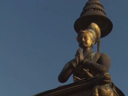 WS R/F View of A gold statue  / Kathmandu, Central, Nepal Stock Footage