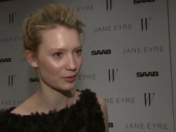 INTERVIEW: Mia Wasikowska on why mysterious men are so appealing, on working with Michael Fassbender. at the 'Jane Eyre' New York Premiere - Arrivals Stock Footage
